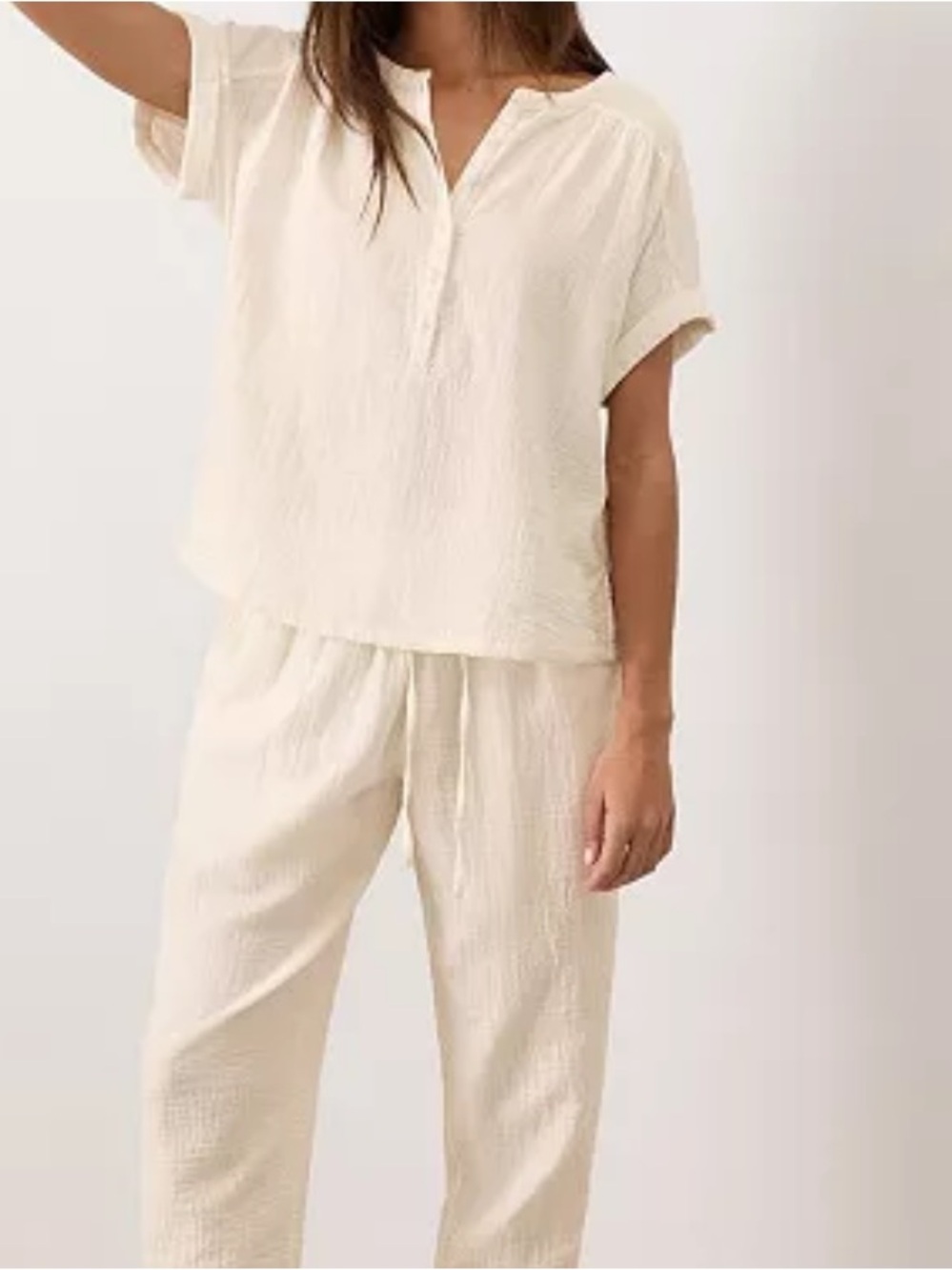 Pact organic cotton gauze coastal top in natural cream